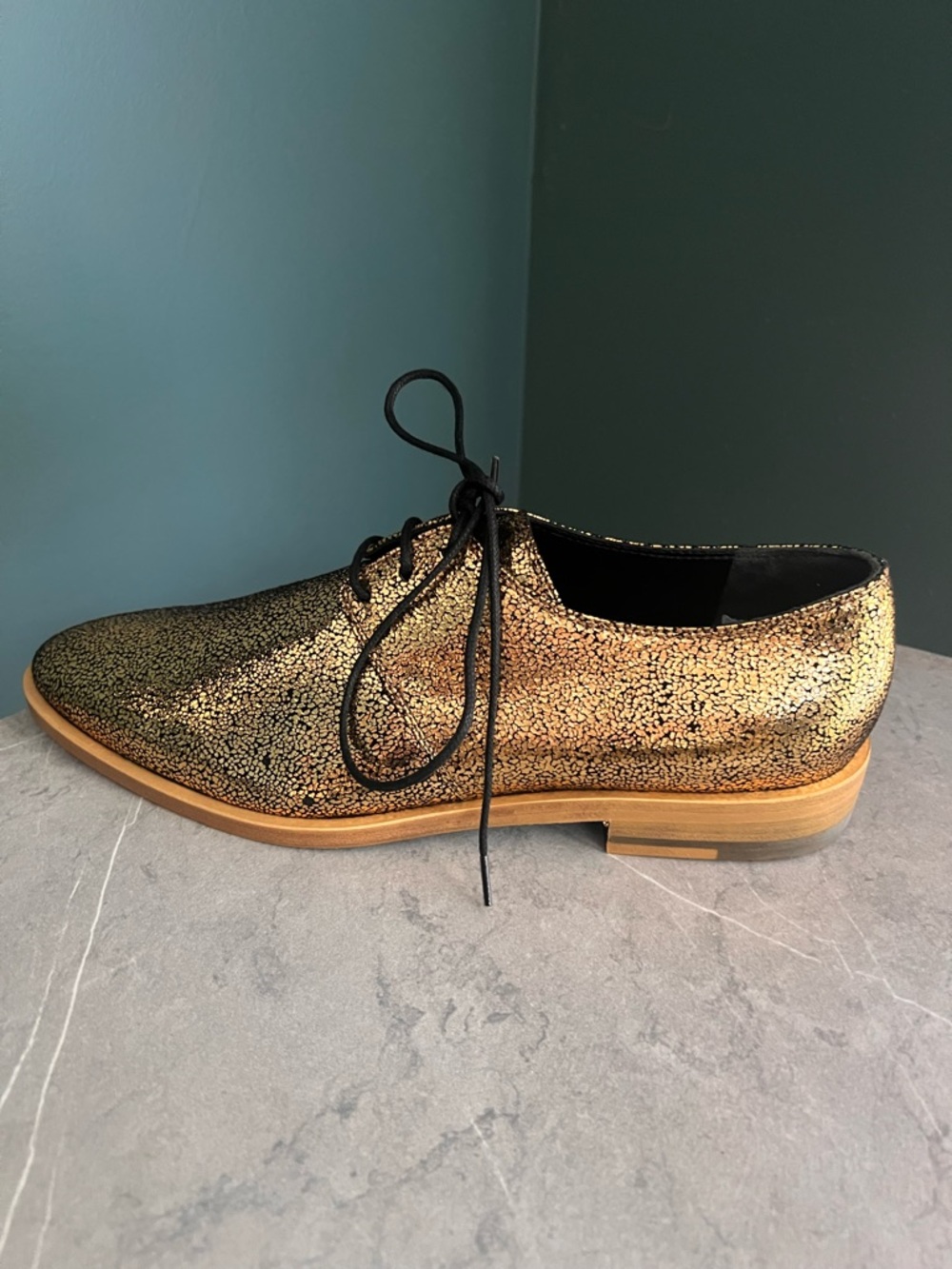 Vivienne Westwood Cracked Gold Oxfords - Picture 7 of 8